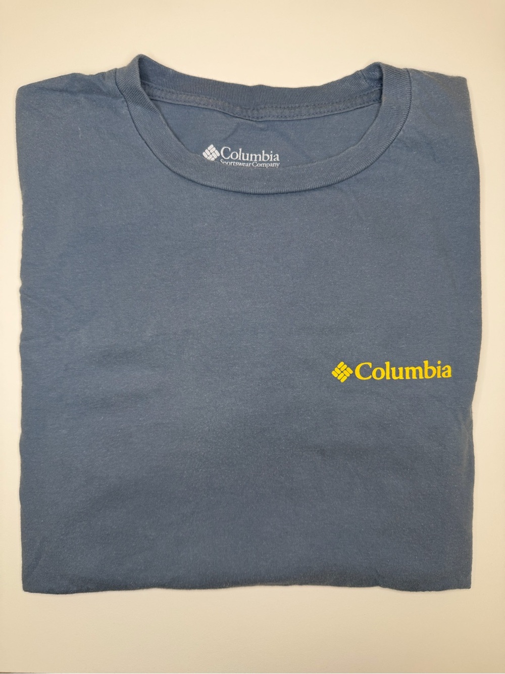 Columbia Short-Sleeve Crew Tee in Slate Blue with Yellow Logo